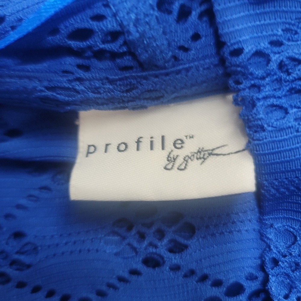 Profile by Gottex Swim Cover Up Women L Blue Hooded Lace Dress Cruise Boho Beach - Picture 8 of 10